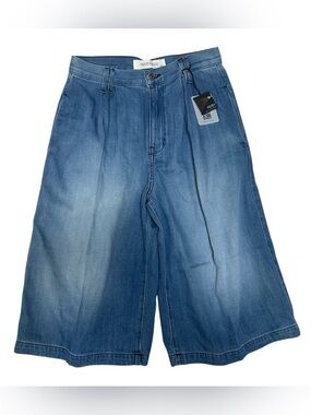 Hidden Jeans Gaucho Capri Cropped Wide Leg Pleated Womens 28 Blue NEW